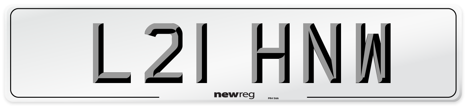 L21 HNW Number Plate from New Reg